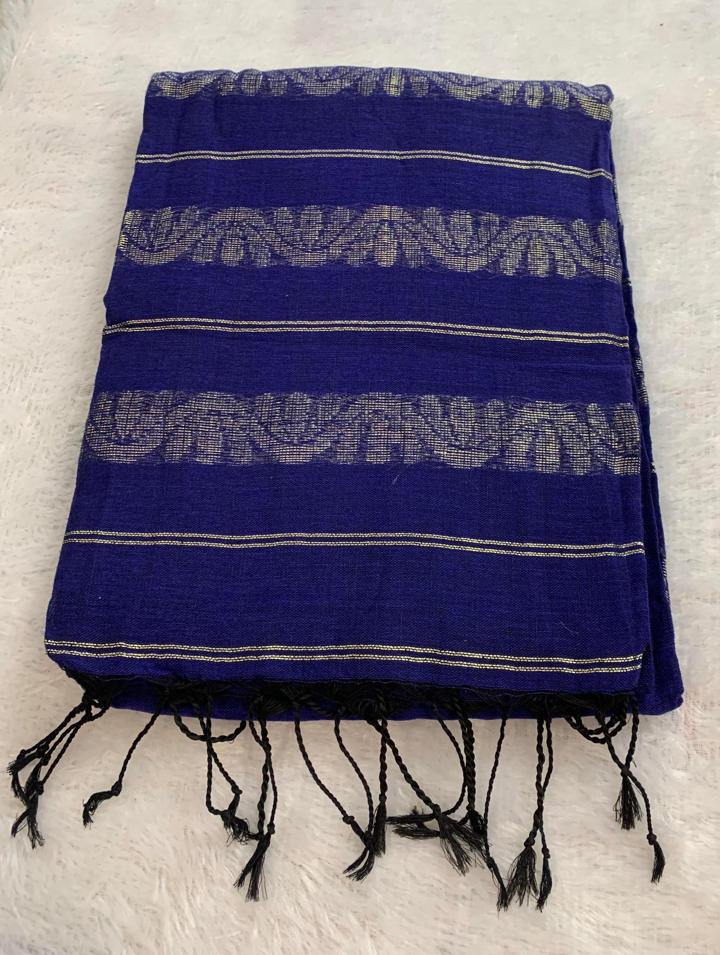 BANARASI INK BLUE LINEN SAREE