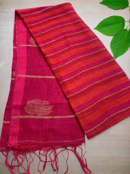 SHAKTI-ROSE MOTIF STRIPPED(RANI PINK)