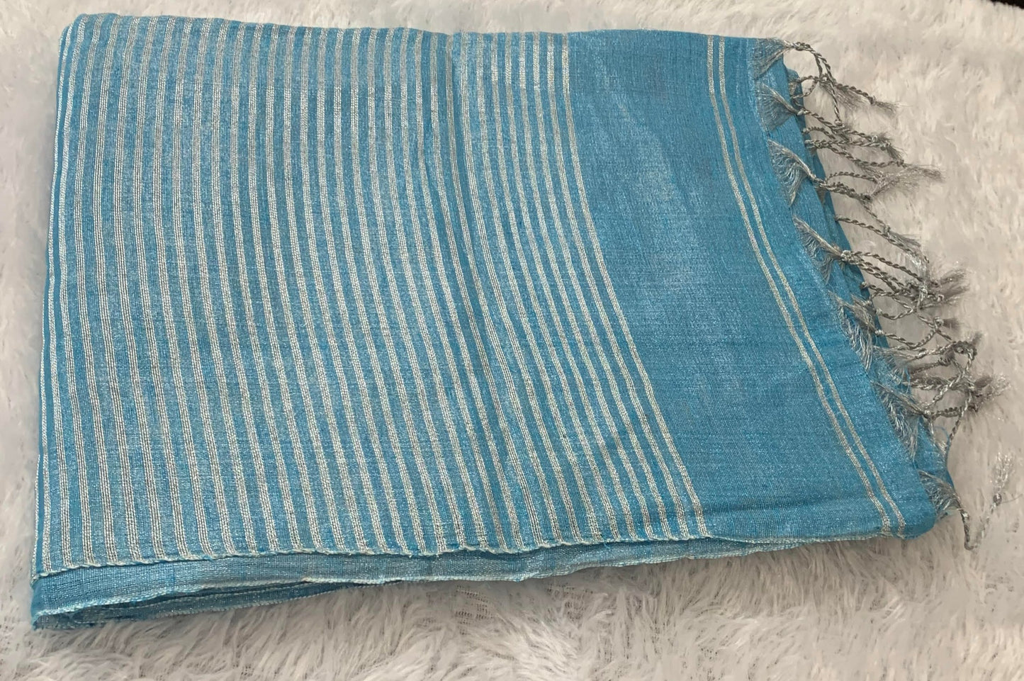 TISSUE LINEN SAREE- CAROLINE BLUE