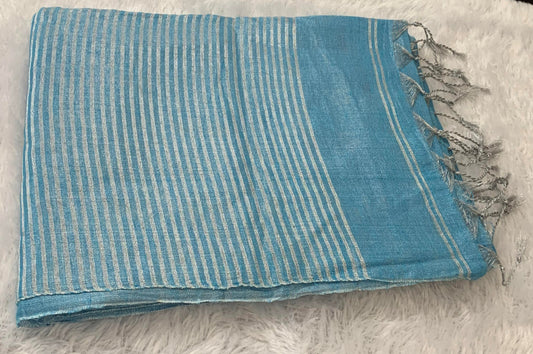 TISSUE LINEN SAREE- CAROLINE BLUE