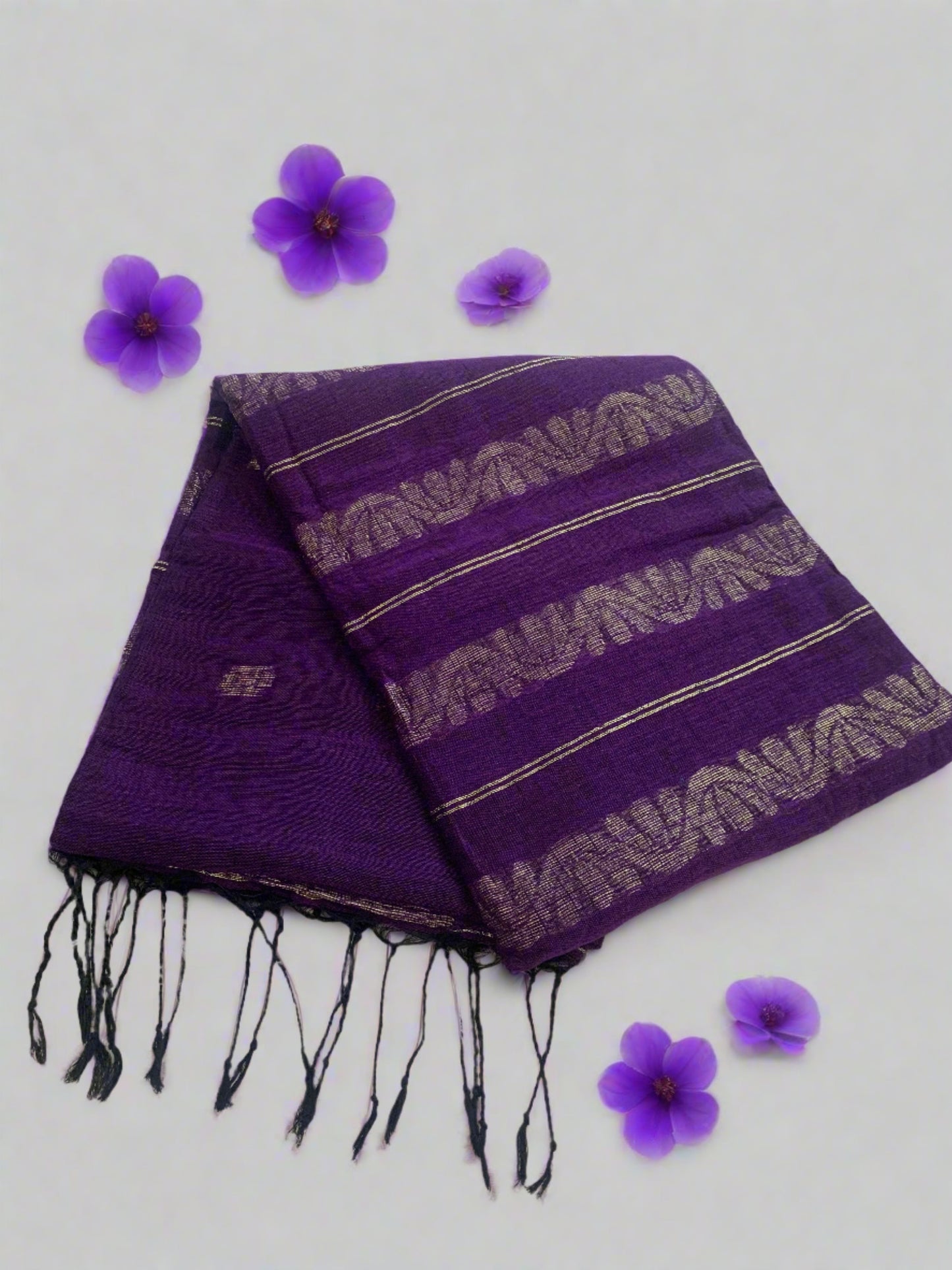 BANARASI PURPLE LINEN SAREE