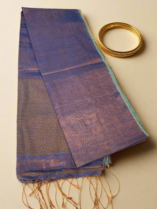 TISSUE LINEN SAREE- GOLDEN PURPLE