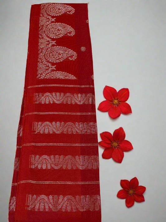 BANARASI RED LINEN SAREE