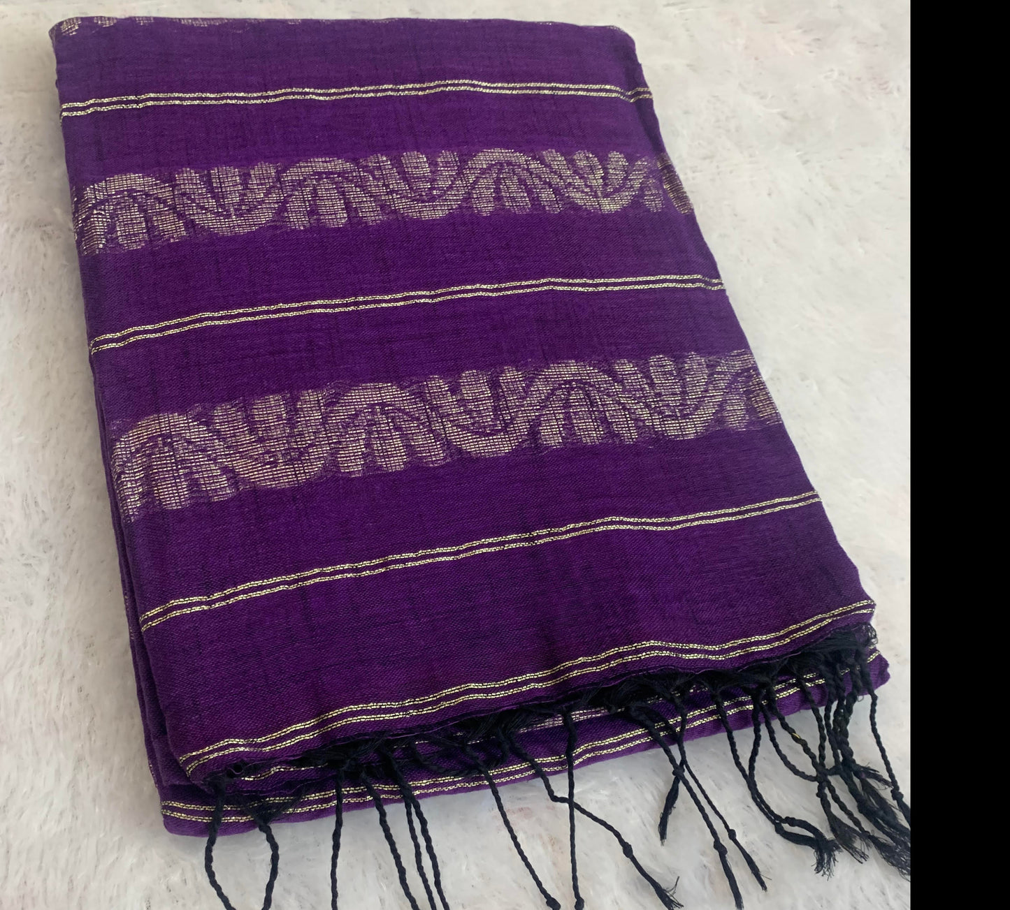 BANARASI PURPLE LINEN SAREE