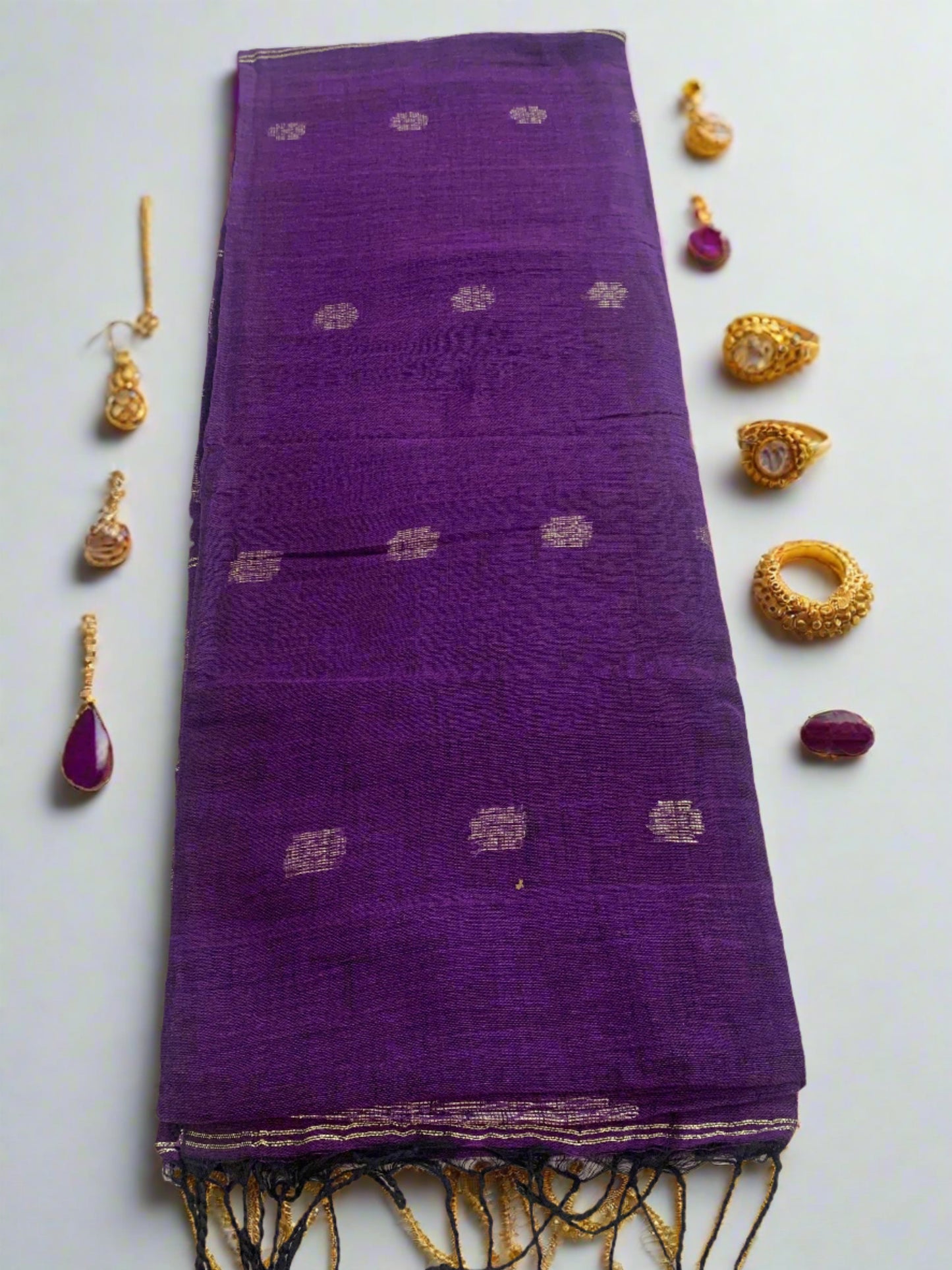 BANARASI PURPLE LINEN SAREE