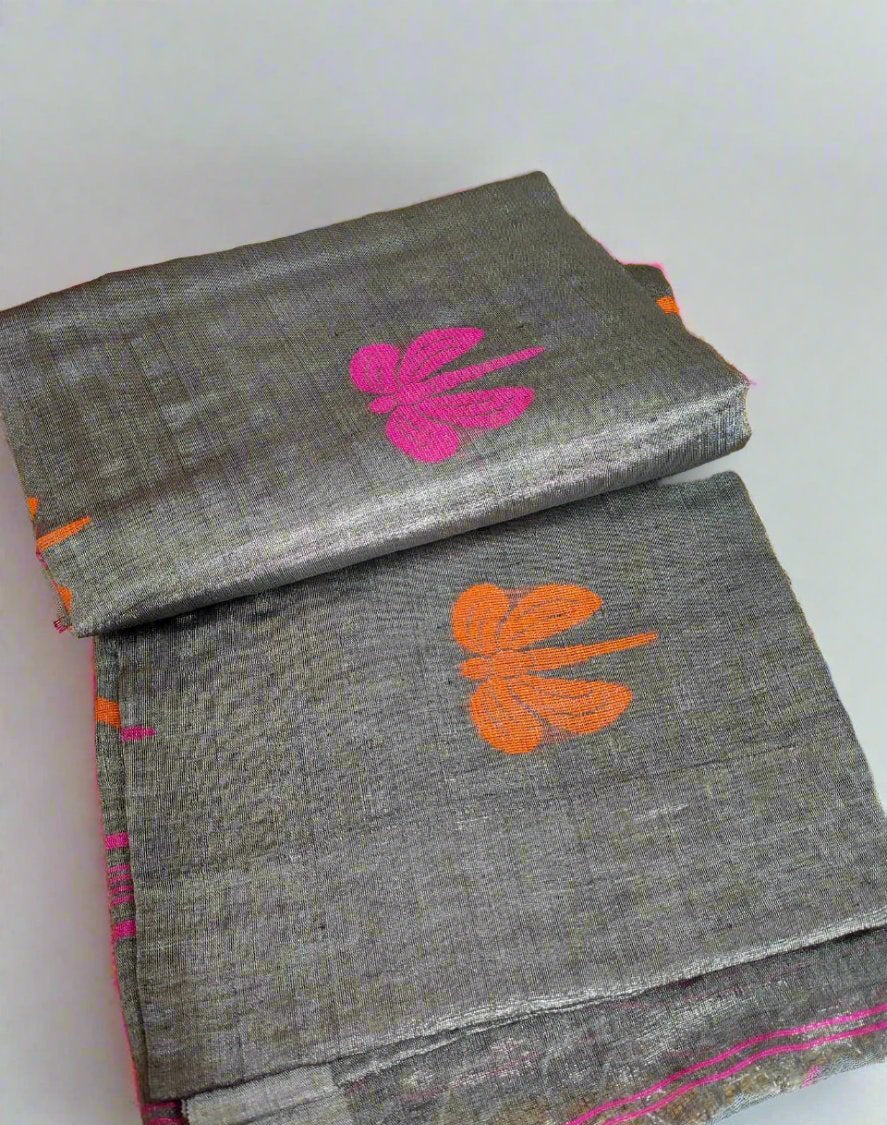 BUTTERFLY TISSUE LINEN-CHARCOAL