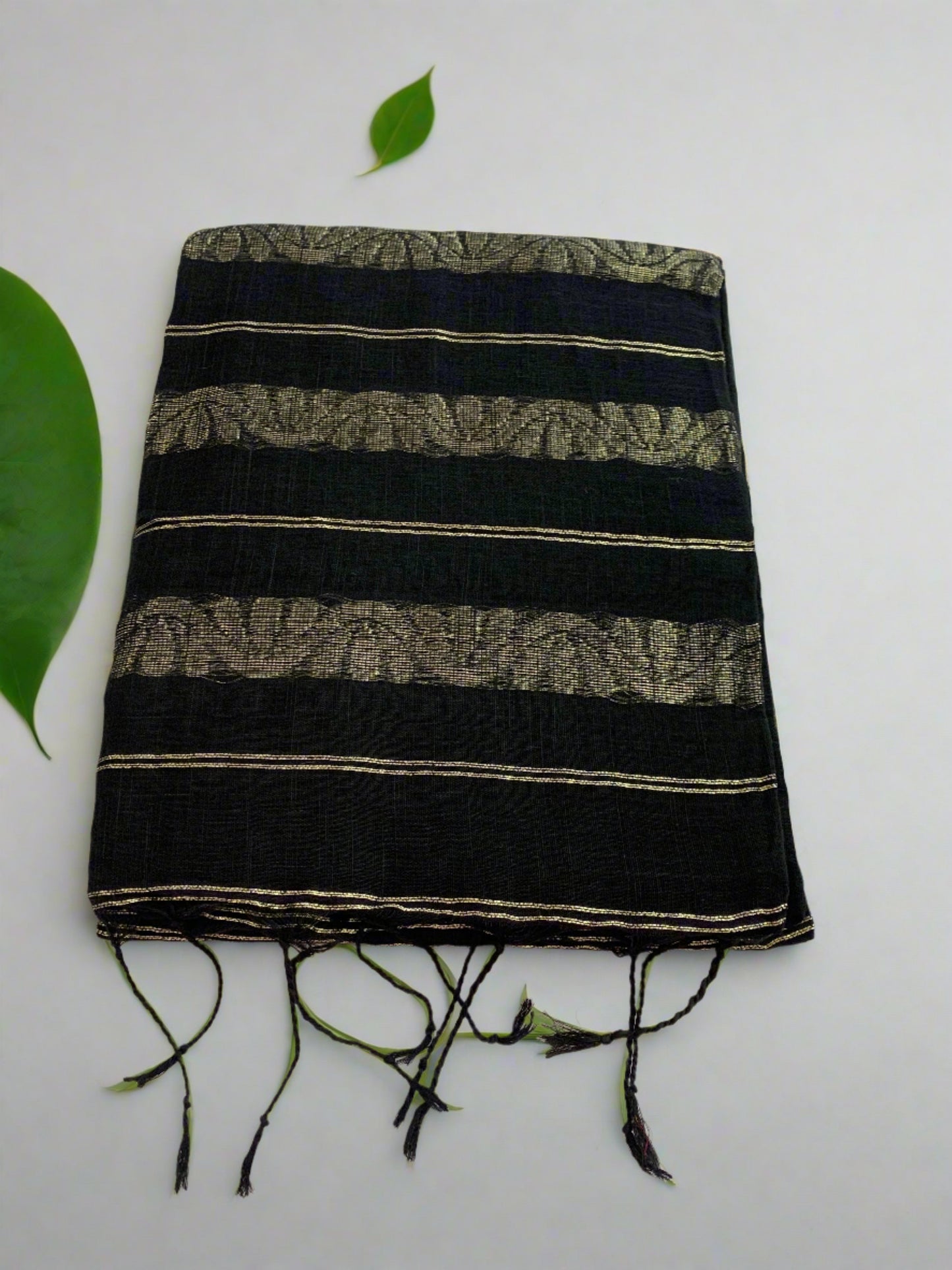 BANARASI BLACK LINEN SAREE